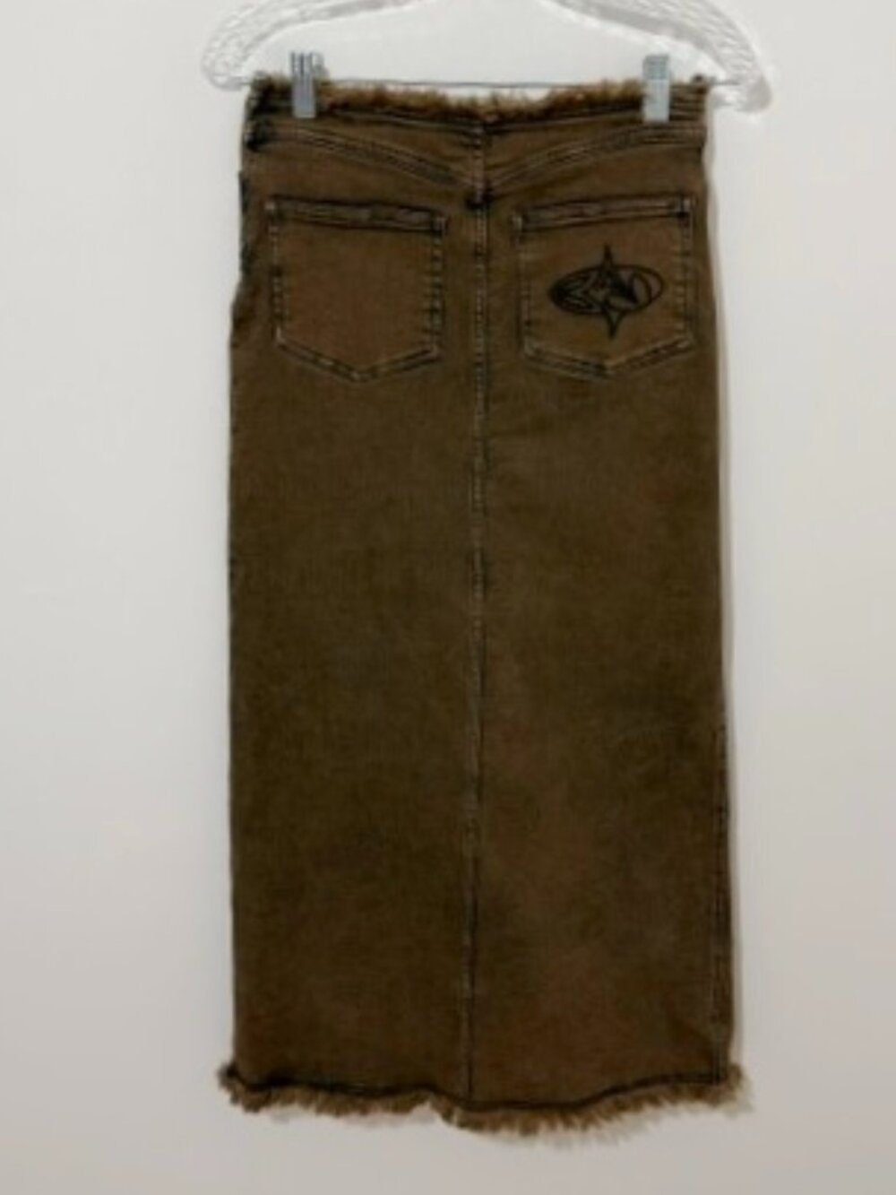Basic Pleasure Mode by Urban Outfitters Nelly Brown Tint Denim Midi Skirt Size 6 - Picture 4 of 7